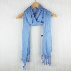 Cornflower blue Look scarf cotton silk NWT